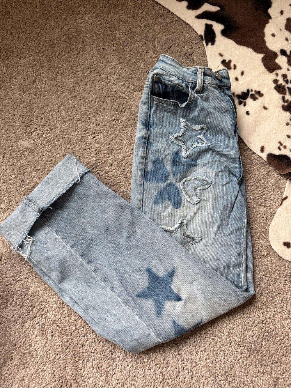 Saige Light Blue Star and heart -Print Jeans